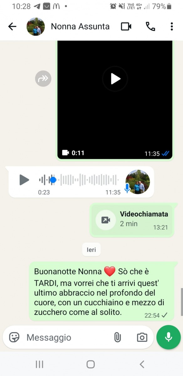 ...Ciao Tesoro Di Nonna,io sono a casa vieni".A Presto NONNA