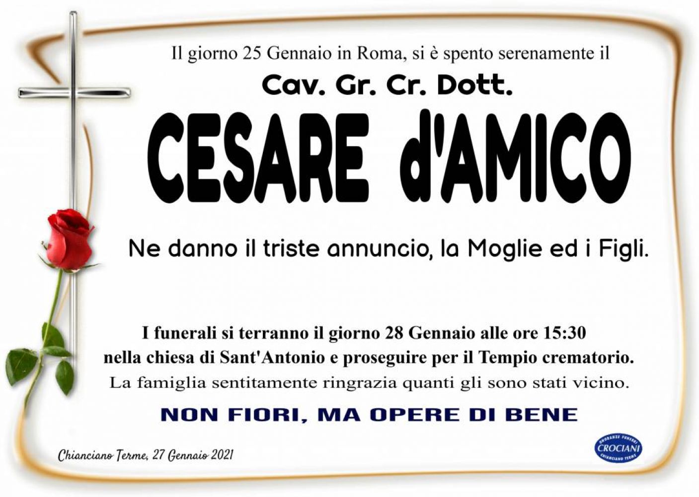 Cav. Gr. Cr. Dott. Cesare d'Amico