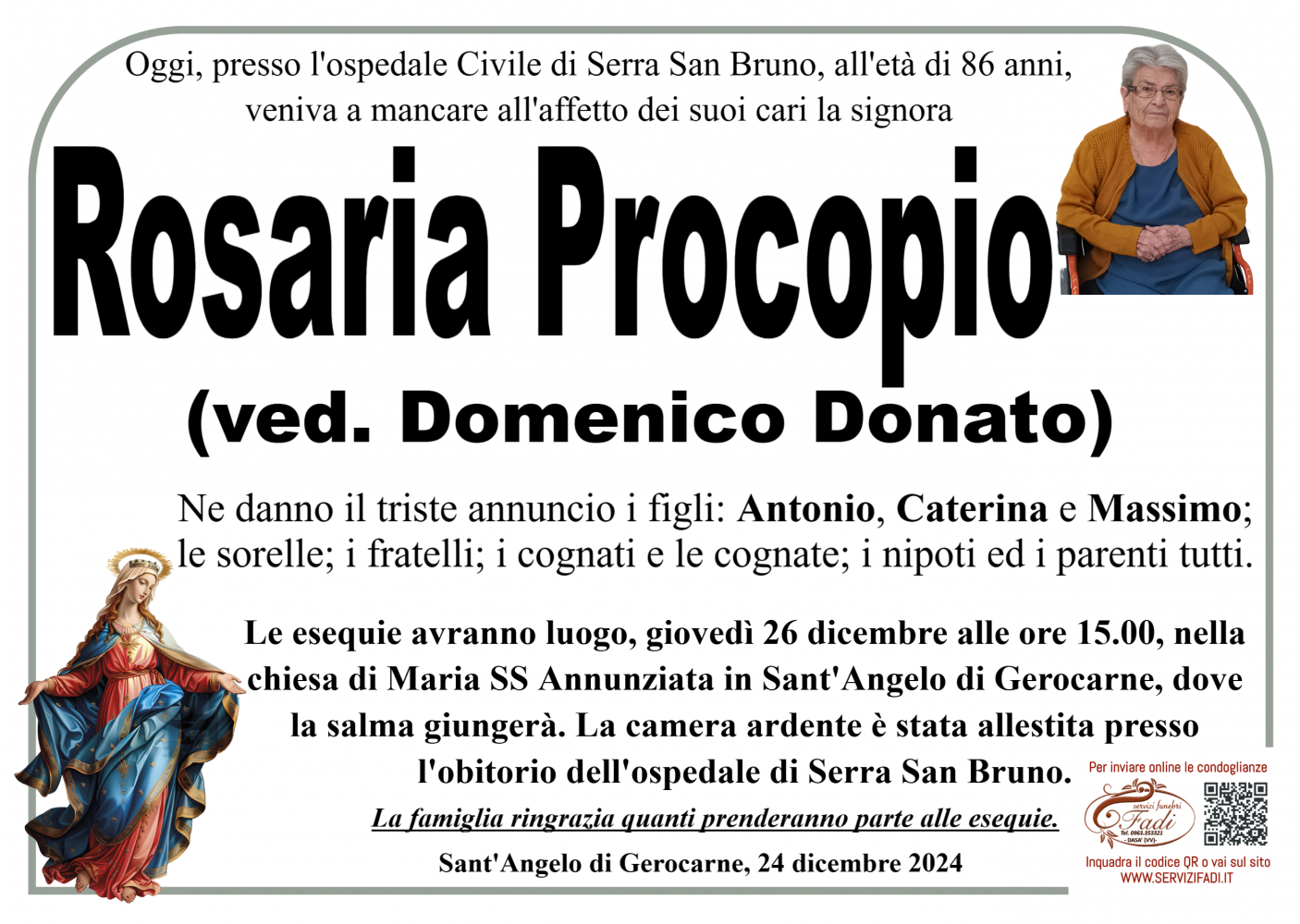 Manifesto di Rosaria Procopio
