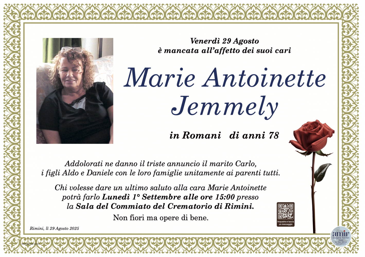 MARIE ANTOINETTE JEMMELY