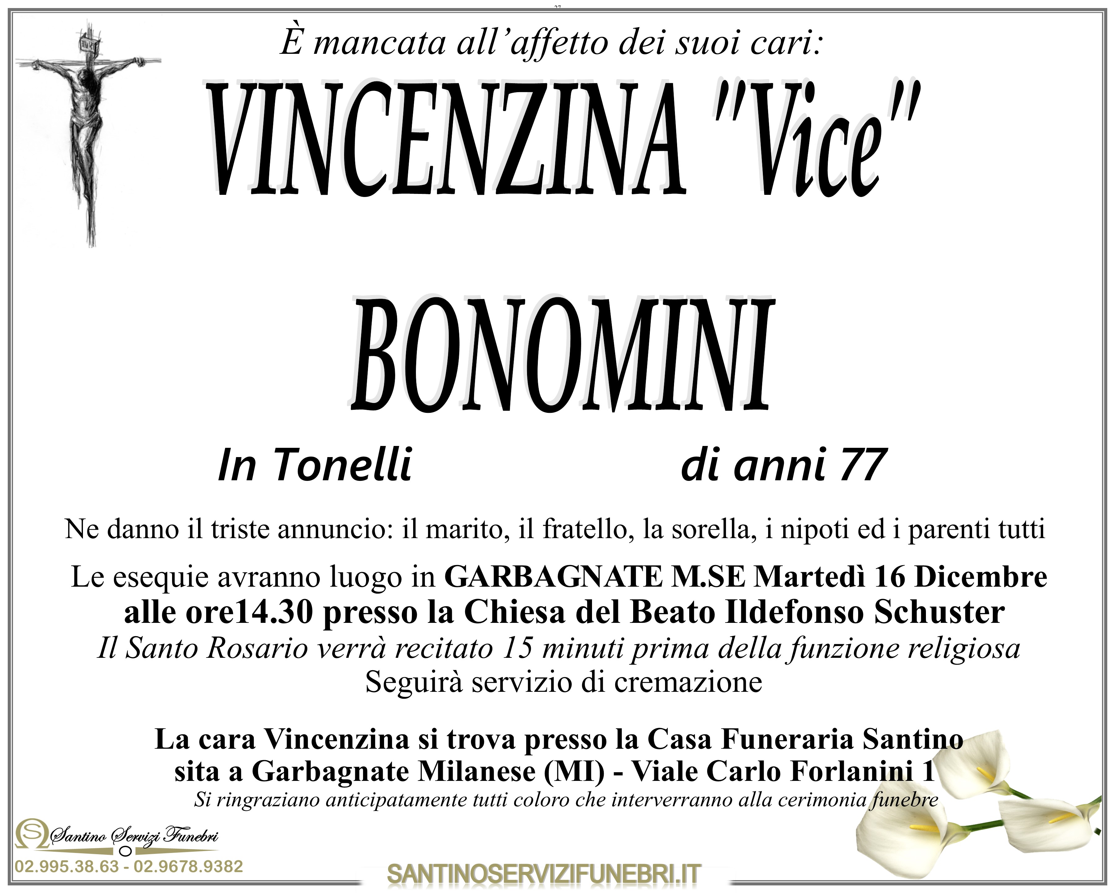 VINCENZINA "Vice" BONOMINI