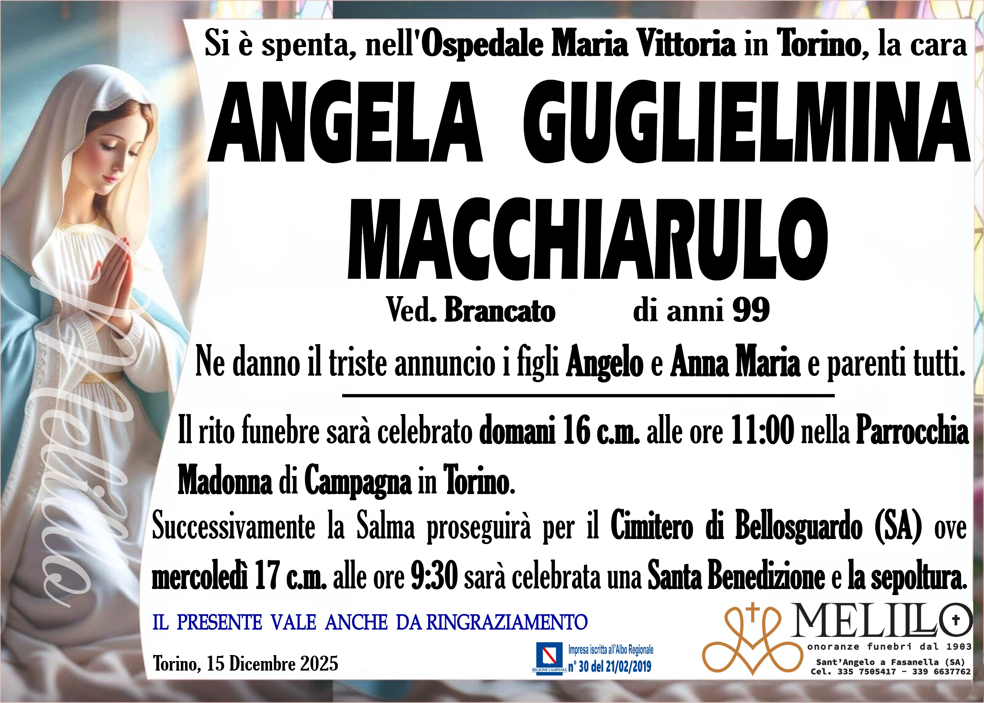 ANGELA GUGLIELMINA MACCHIARULO