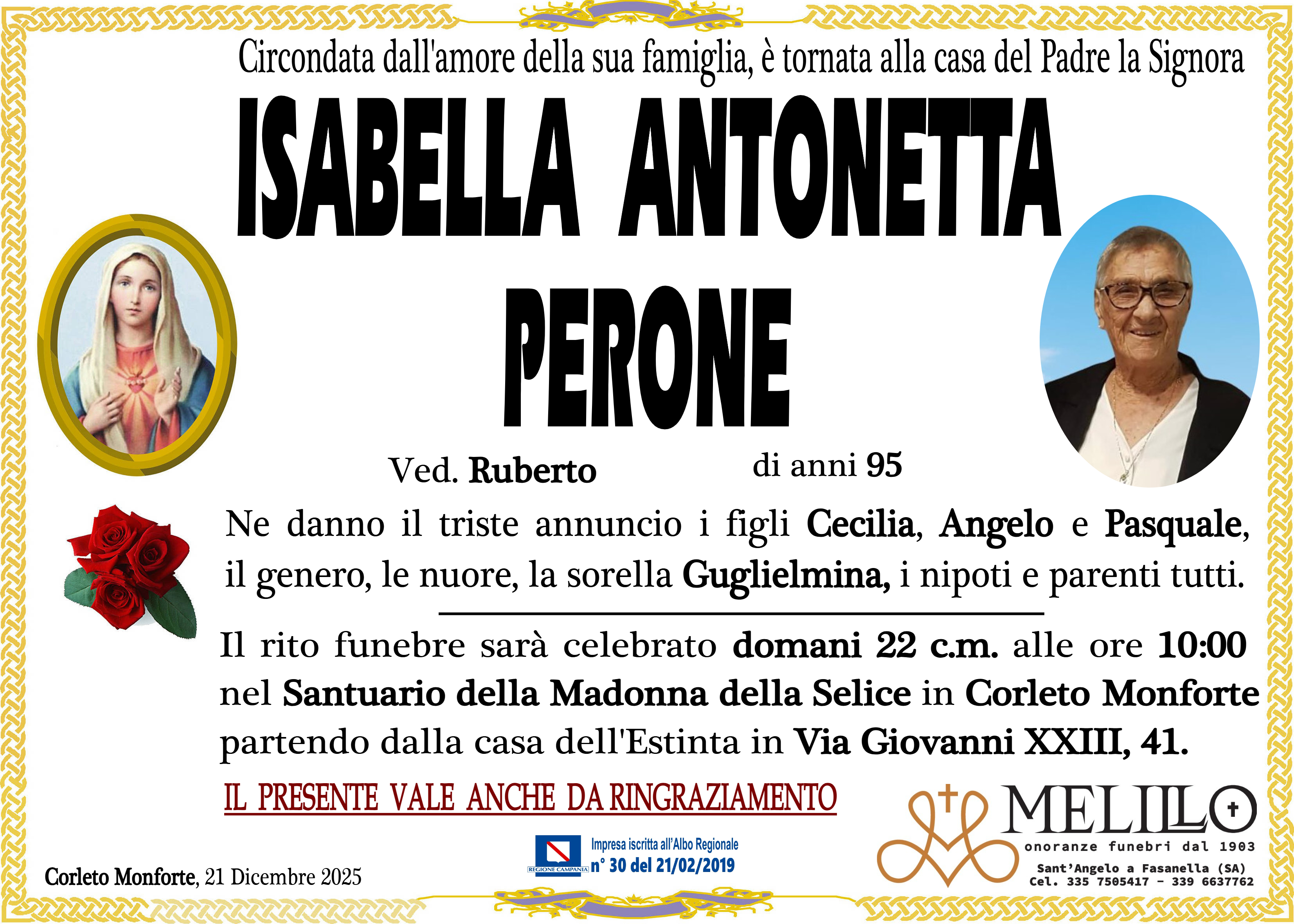 ISABELLA ANTONETTA PERONE