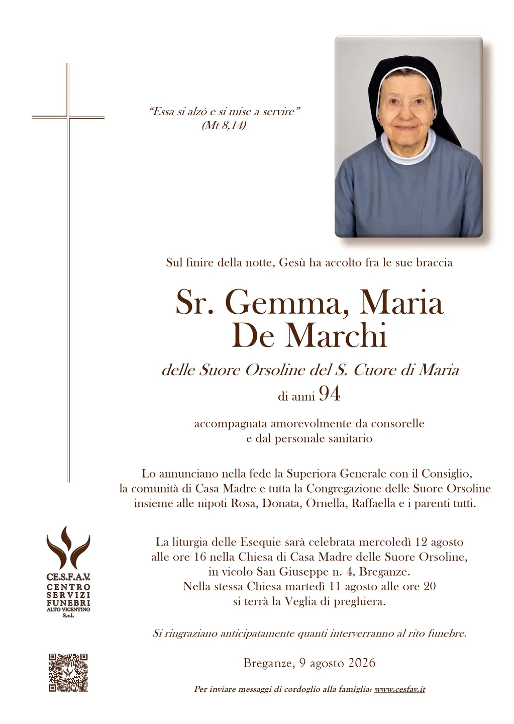 Sr. Gemma, Maria  De Marchi
