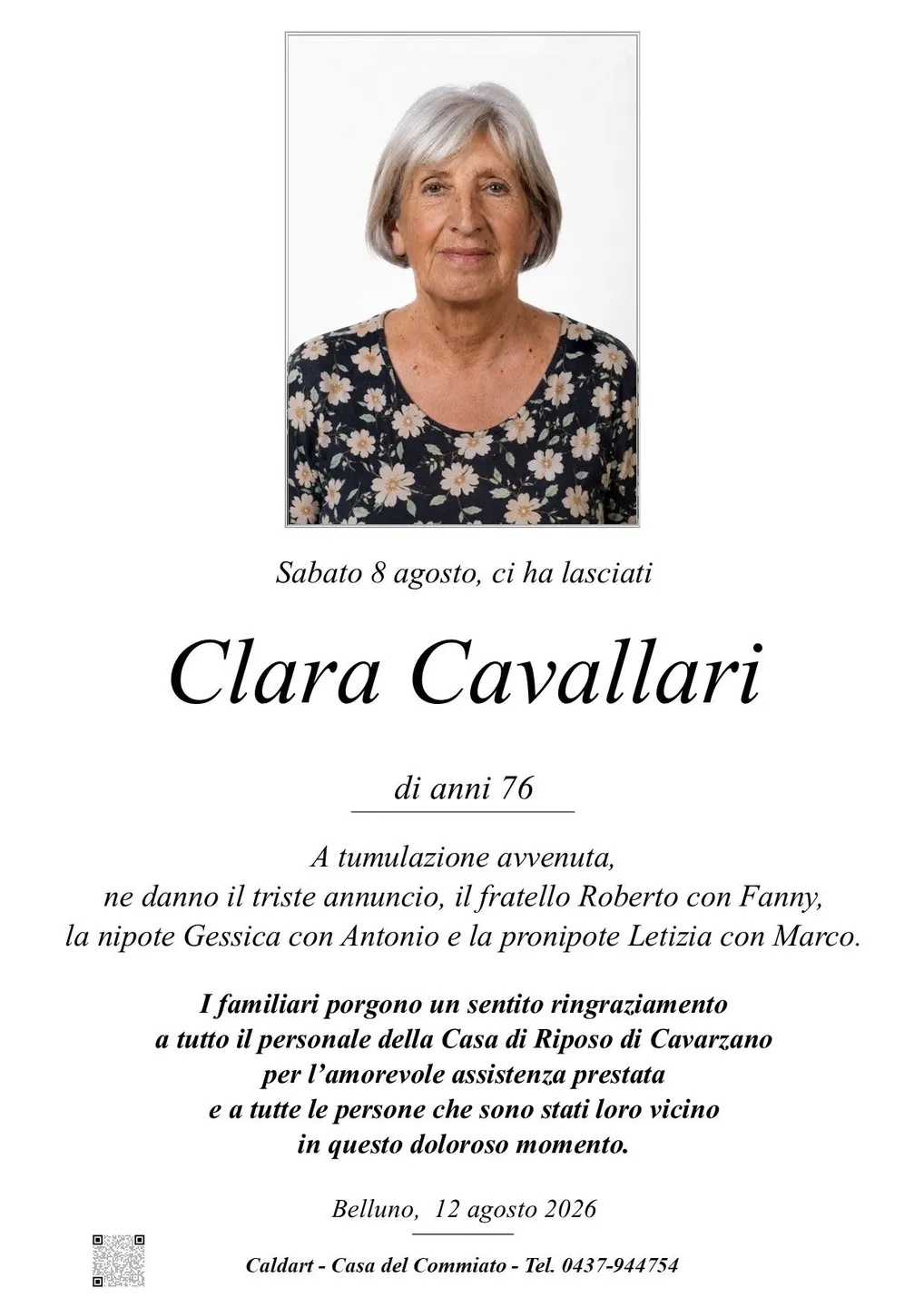 Epigrafe di Clara Cavallari