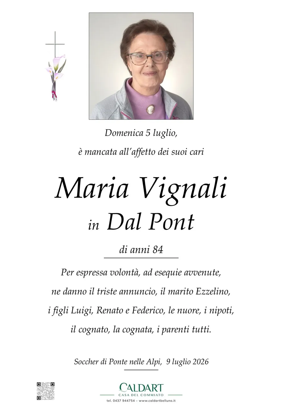 Epigrafe di Maria Vignali
