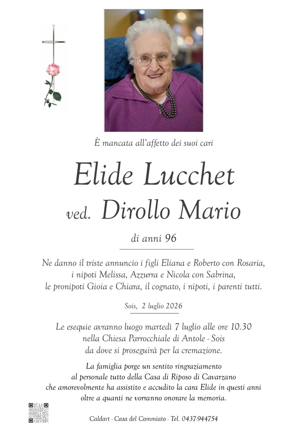 Epigrafe di Elide Lucchet
