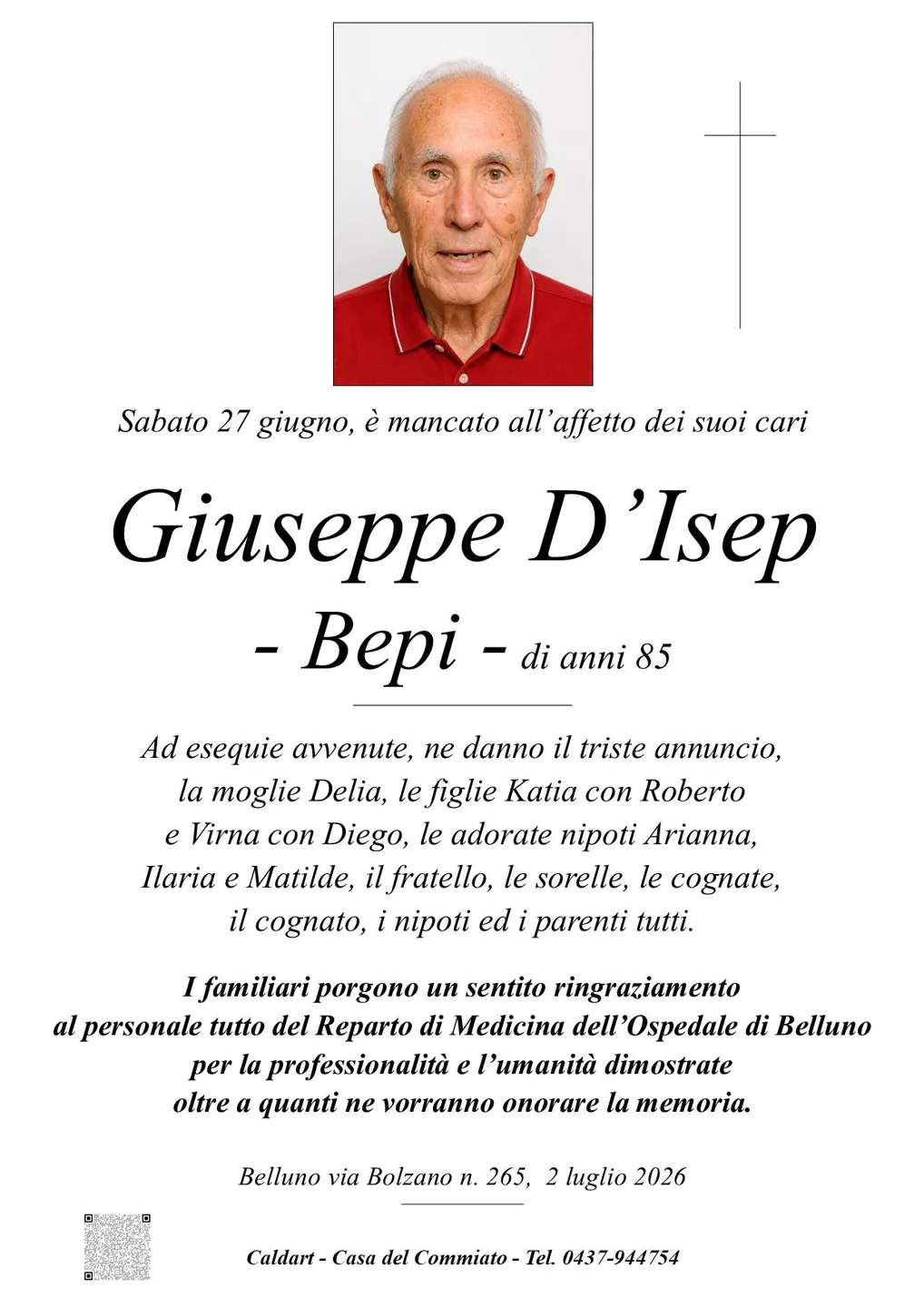 Epigrafe di Giuseppe D'Isep