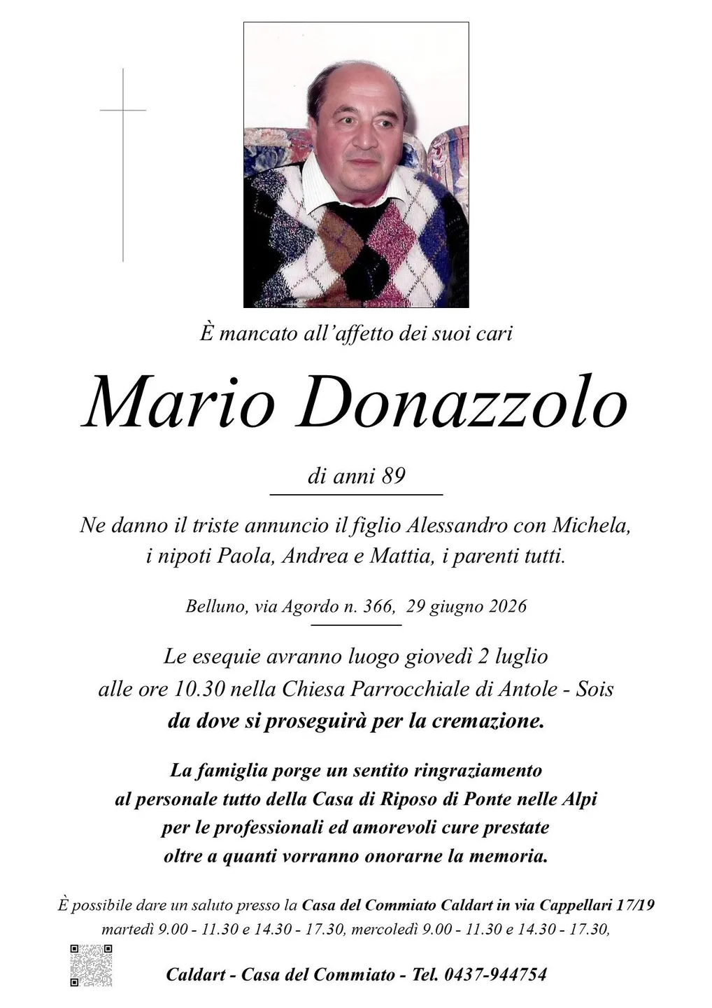 Epigrafe di Mario Donazzolo