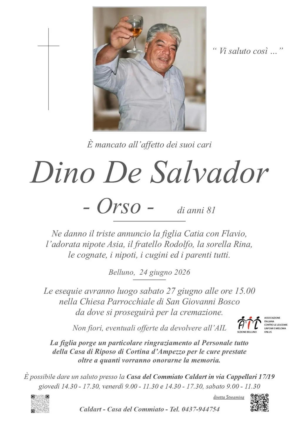 Epigrafe di Dino De Salvador