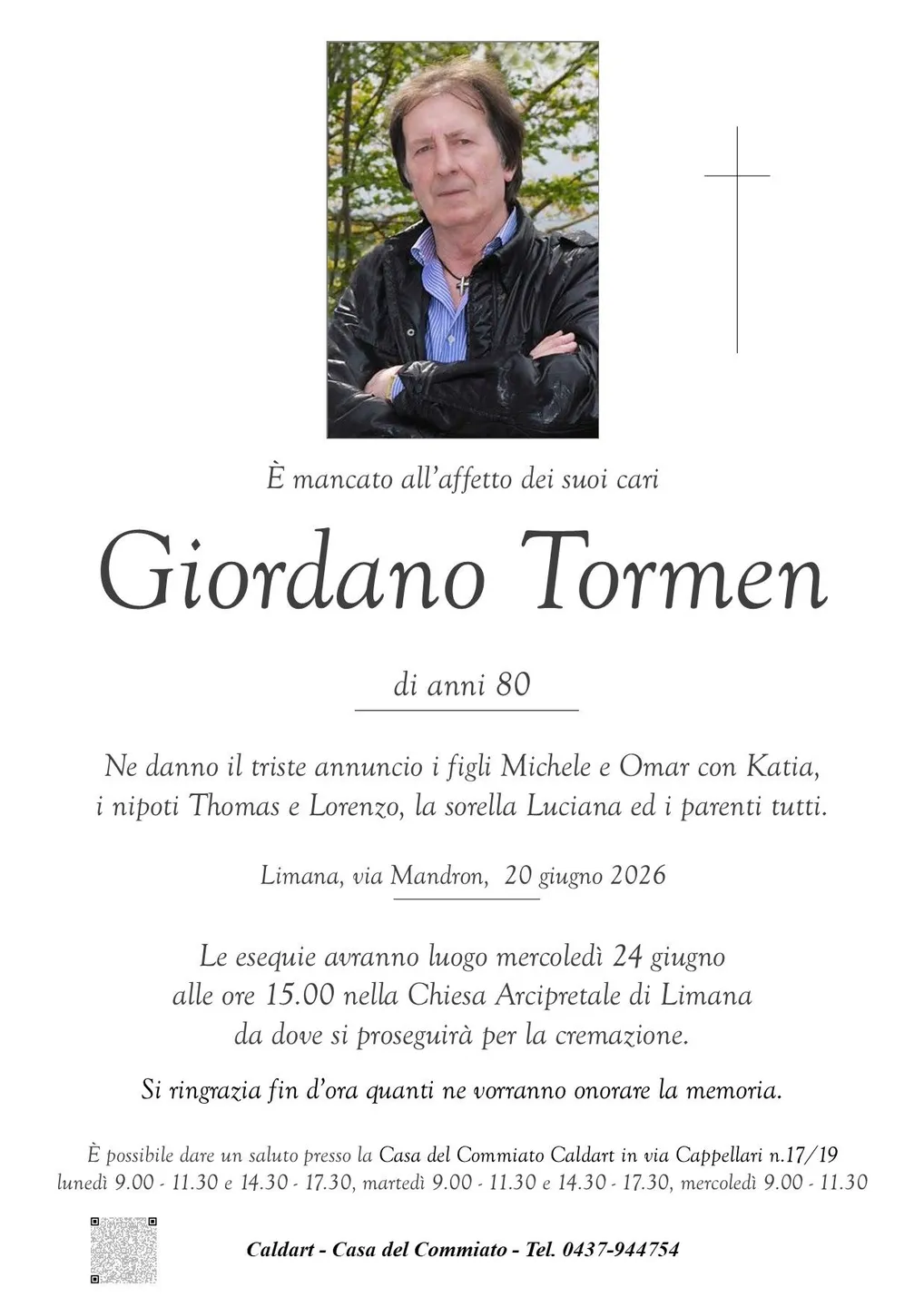 Epigrafe di Giordano Tormen