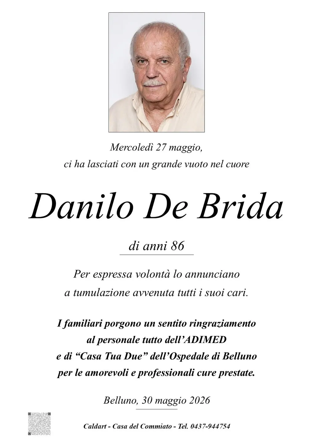 Epigrafe di Danilo De Brida