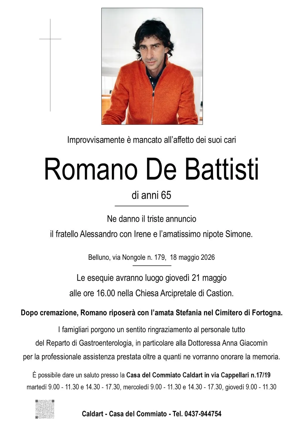 Epigrafe di Romano De Battisti