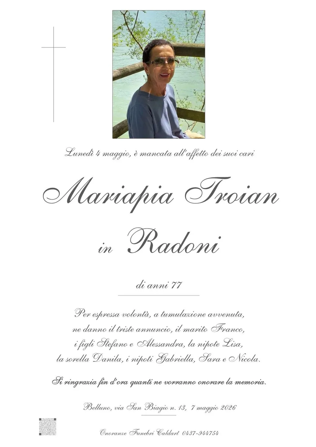 Epigrafe di Maria Pia Troian