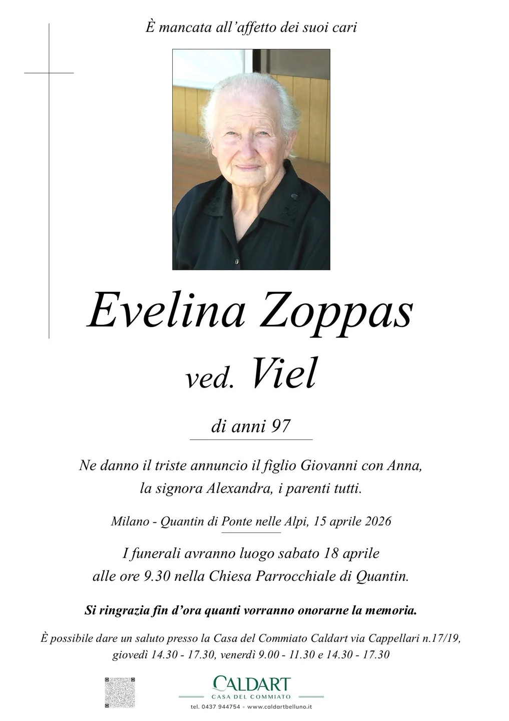 Epigrafe di Evelina Zoppas Viel