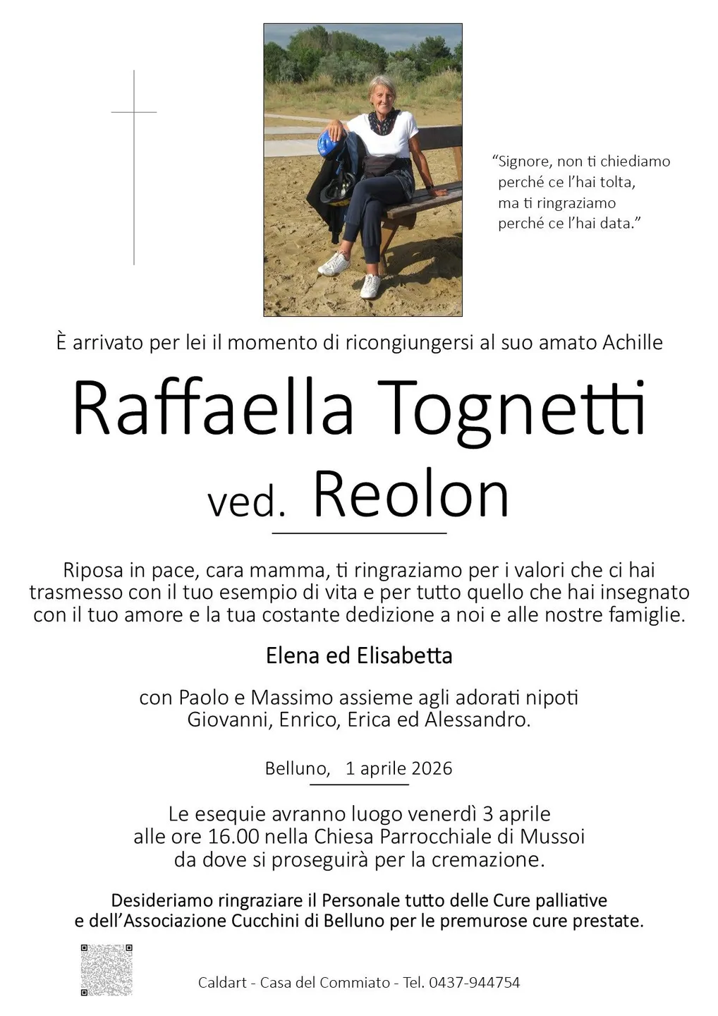 Epigrafe di Raffaella Tognetti Reolon