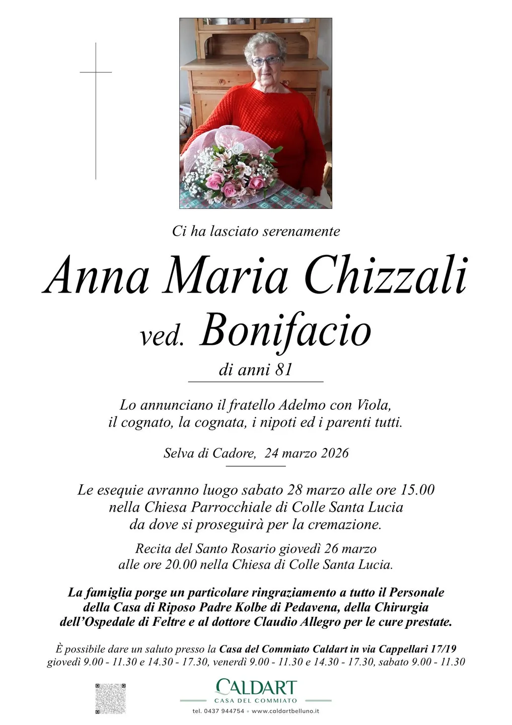 Epigrafe di Anna Maria Chizzali Bonifacio