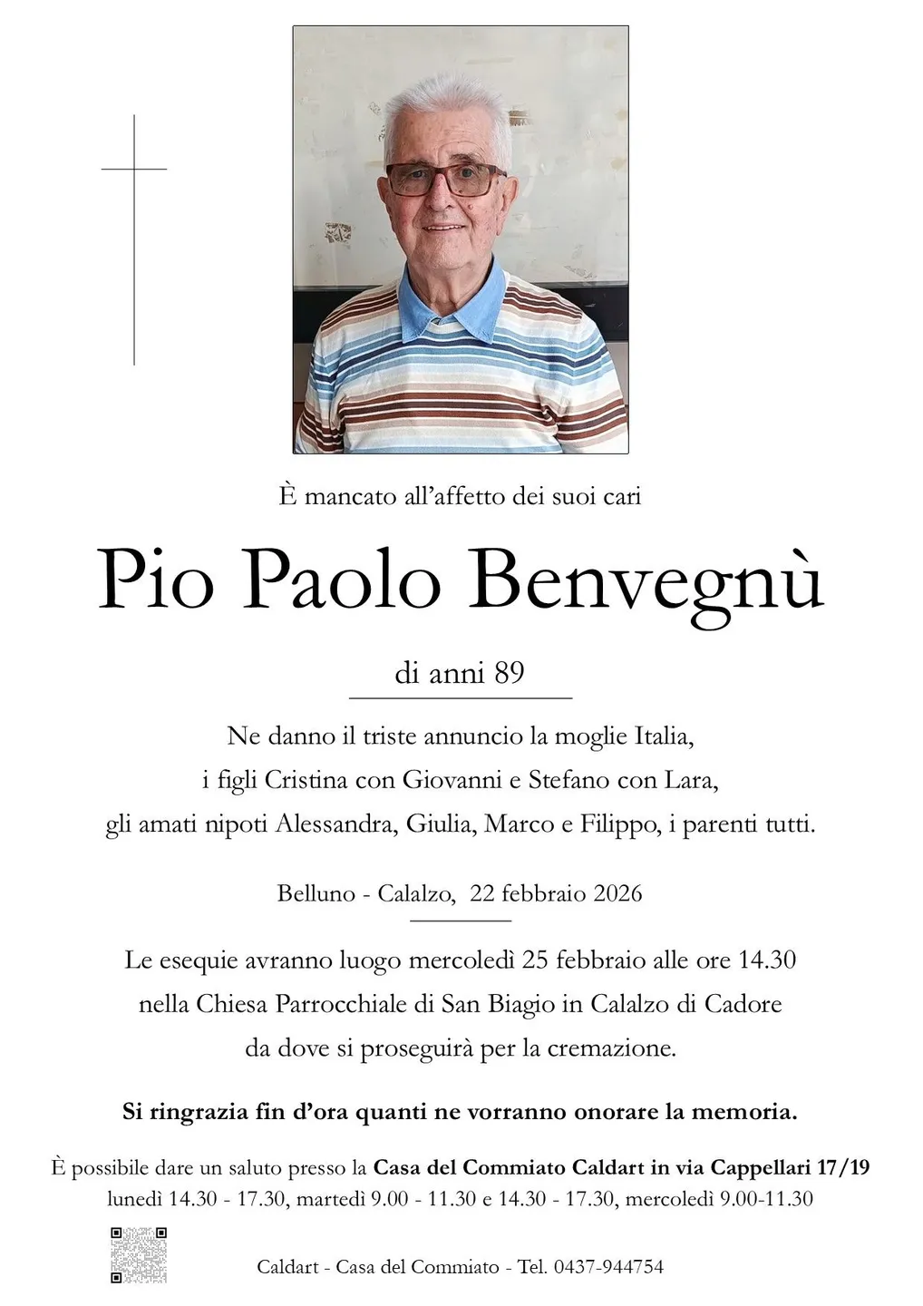 Epigrafe di Pio Paolo Benvegnù