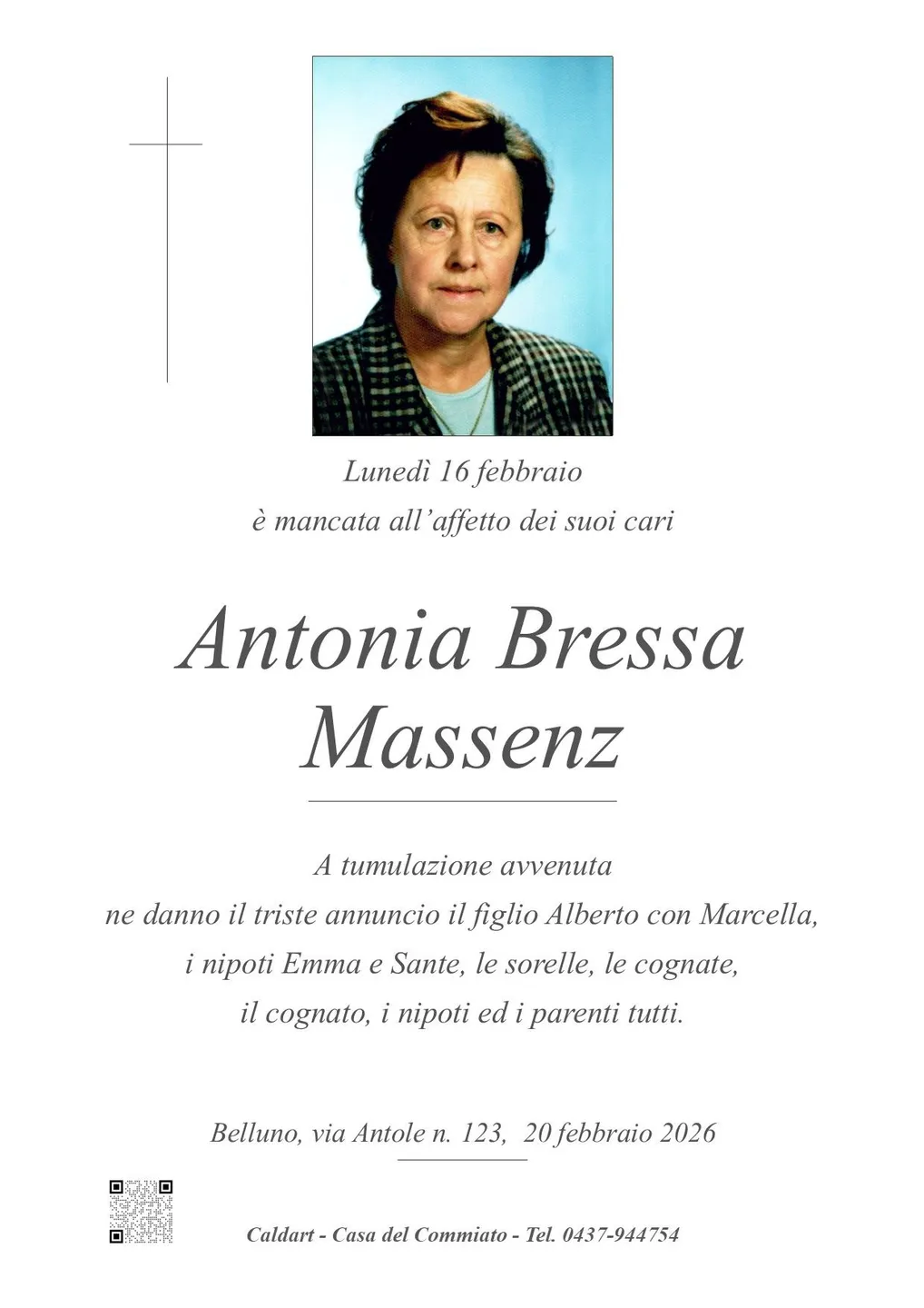 Epigrafe di Antonia Bressa Massenz