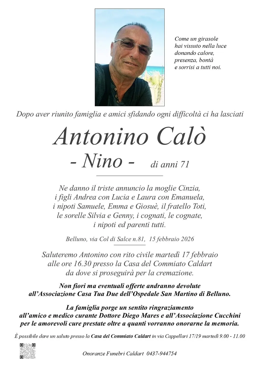 Epigrafe di Antonino Calò