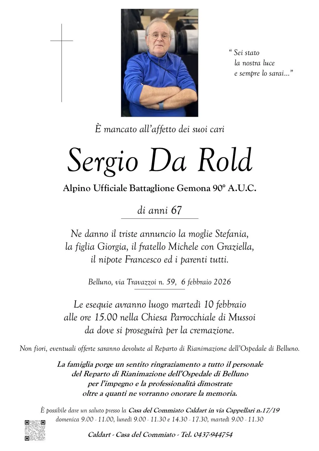 Epigrafe di Sergio Da Rold