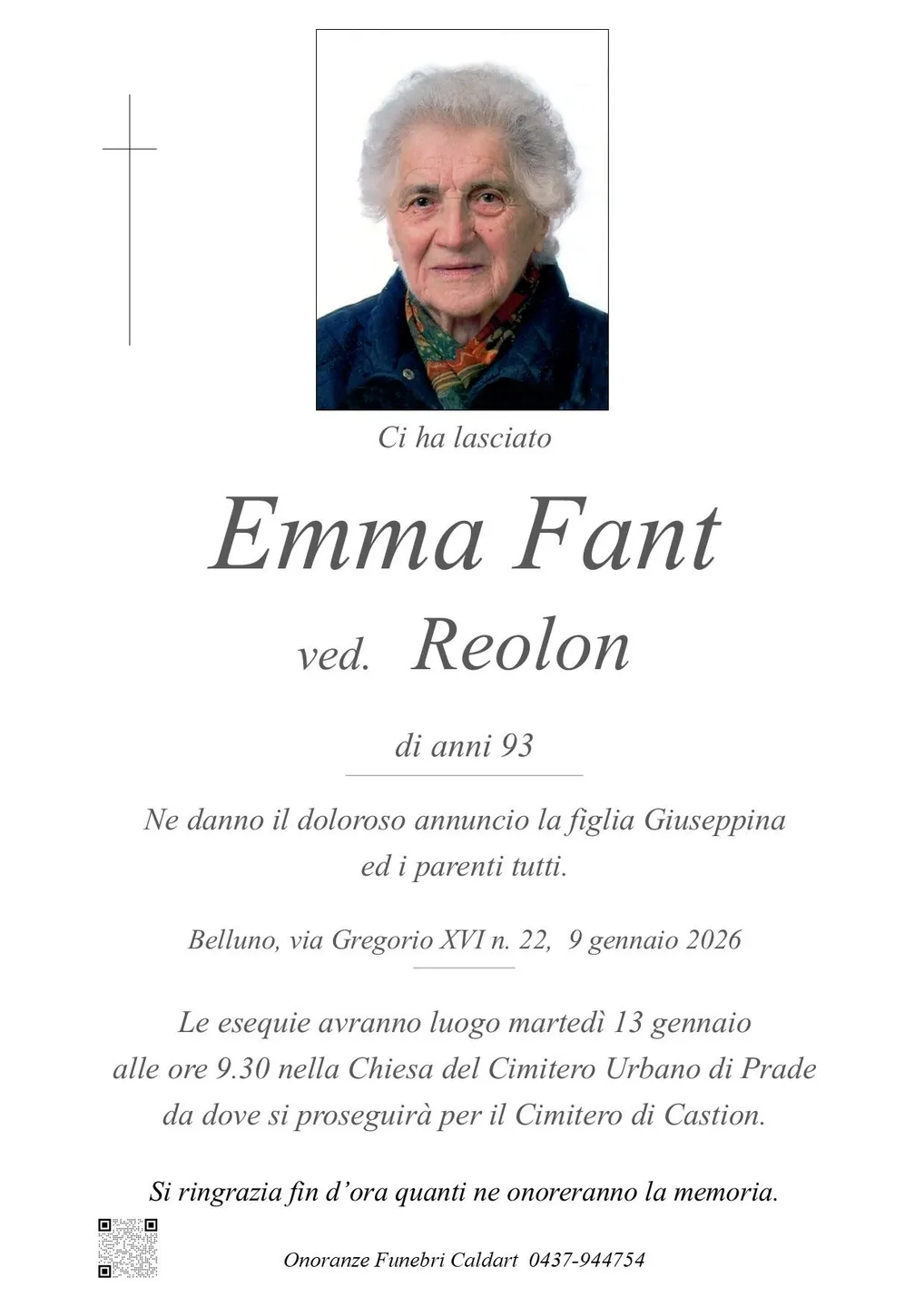 Epigrafe di Emma Fant Reolon