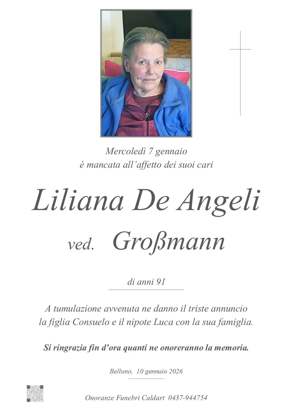 Epigrafe di Liliana De Angeli Großmann