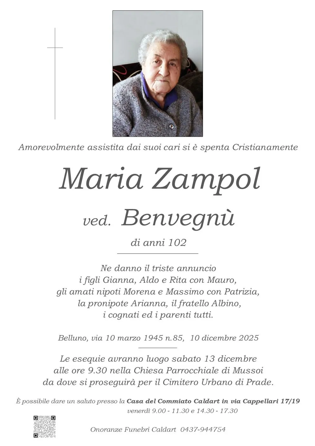 Epigrafe di Maria Zampol Benvegnù