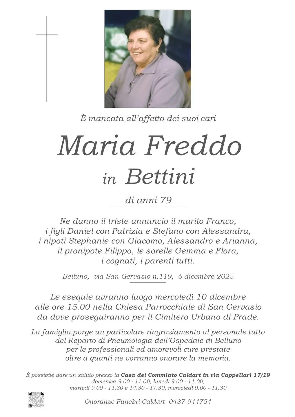 Epigrafe di Maria Freddo Bettini