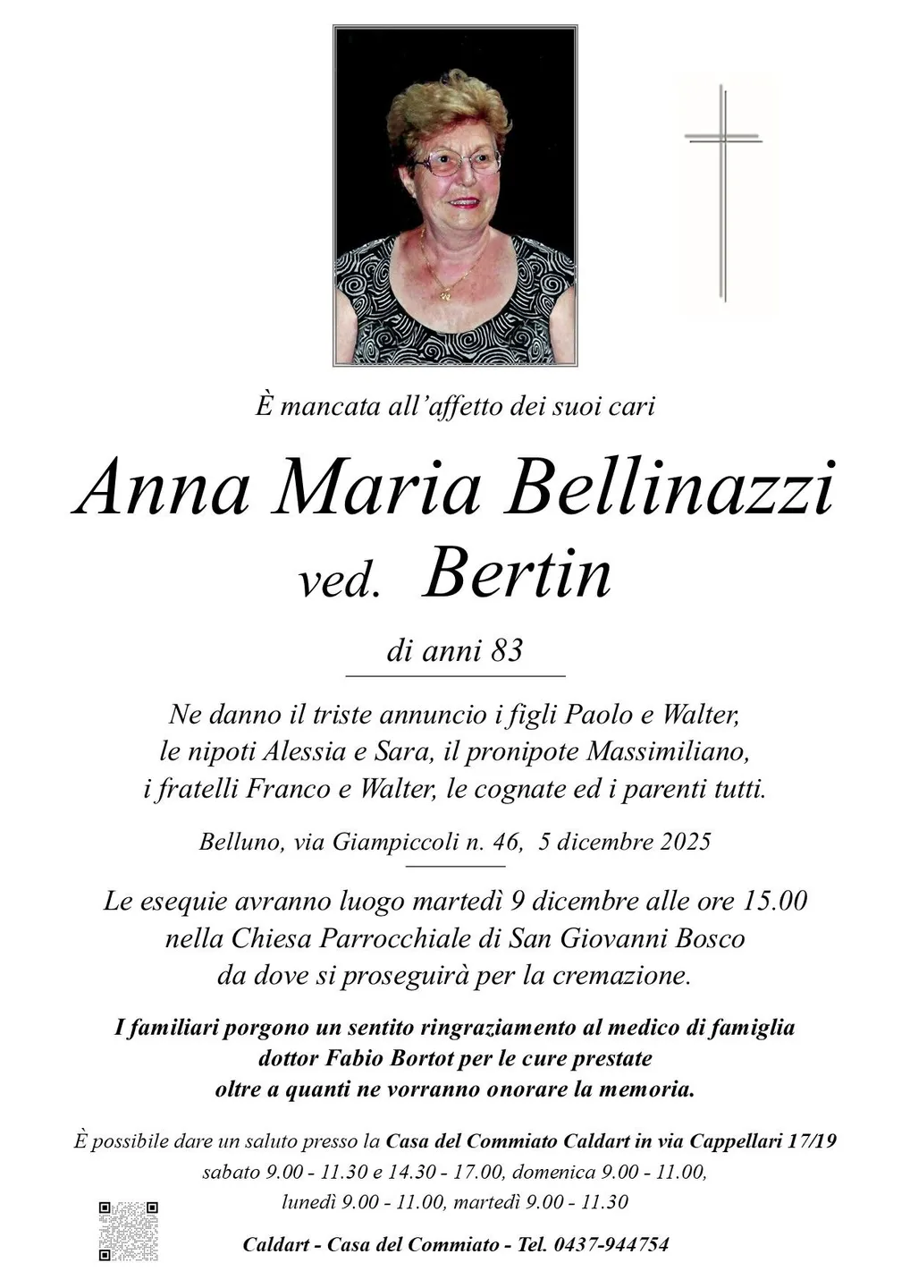Epigrafe di Anna Maria Bellinazzi Bertin