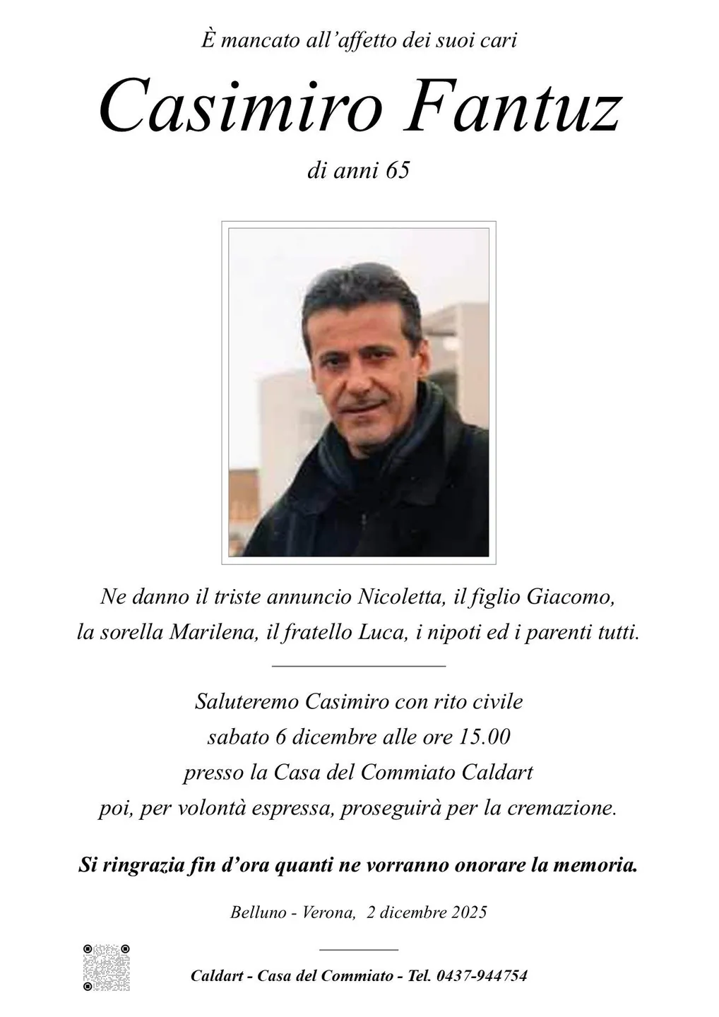 Epigrafe di Casimiro Fantuz
