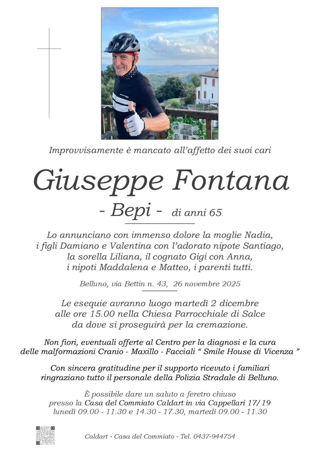 Epigrafe di Giuseppe Fontana