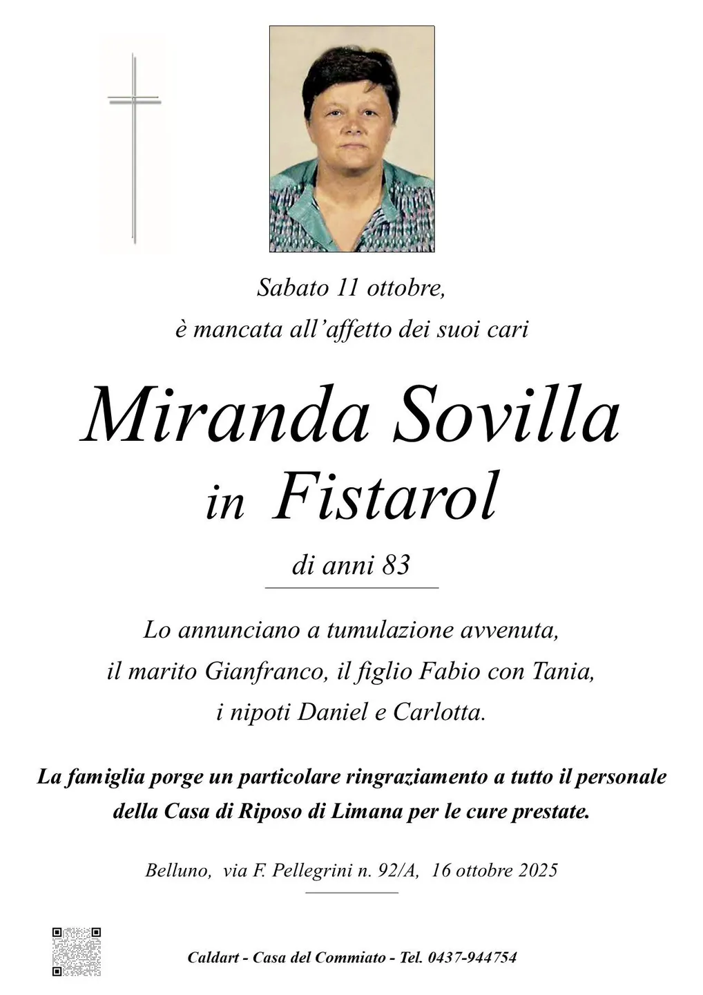 Epigrafe di Miranda Sovilla Fistarol