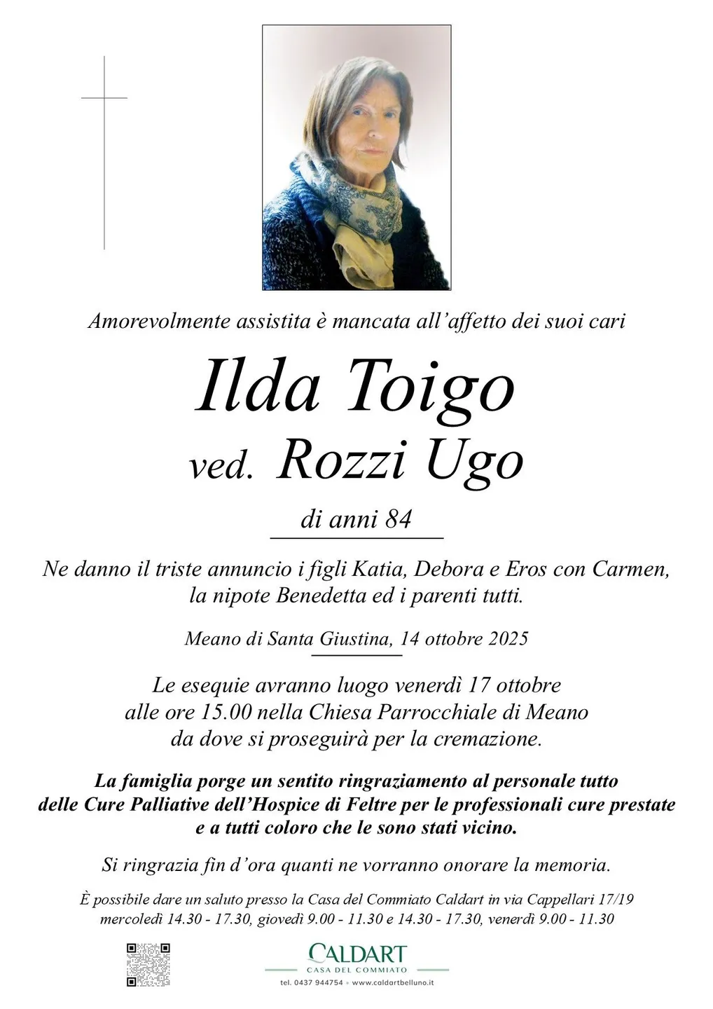 Epigrafe di Ilda Toigo Ved. Rozzi Ugo