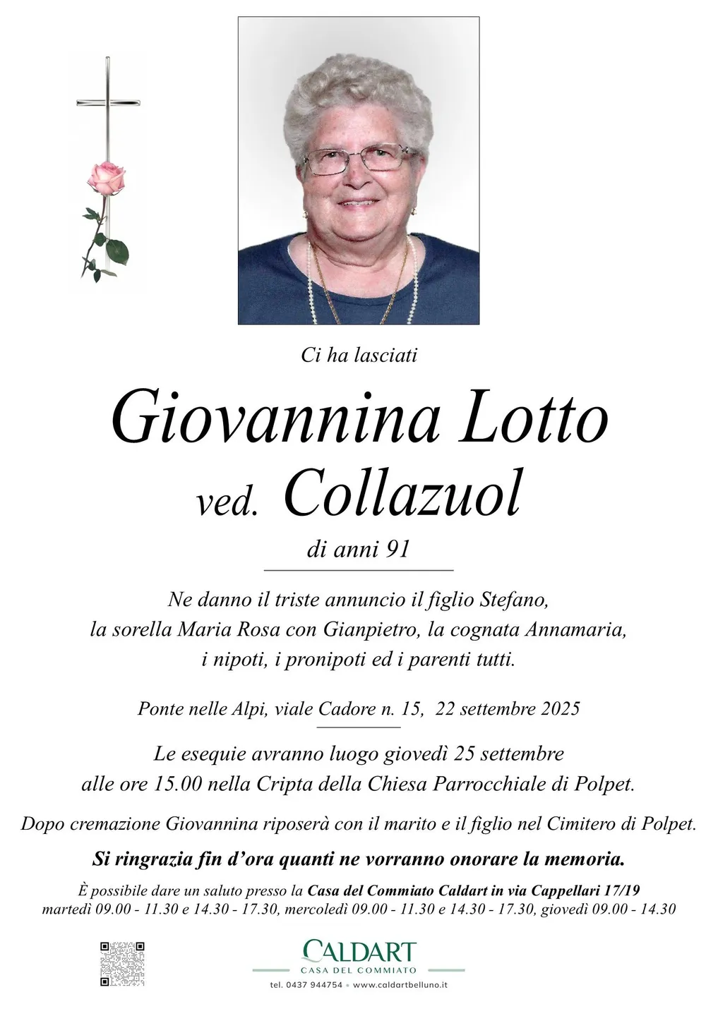 Epigrafe di Giovannina Lotto Collazuol