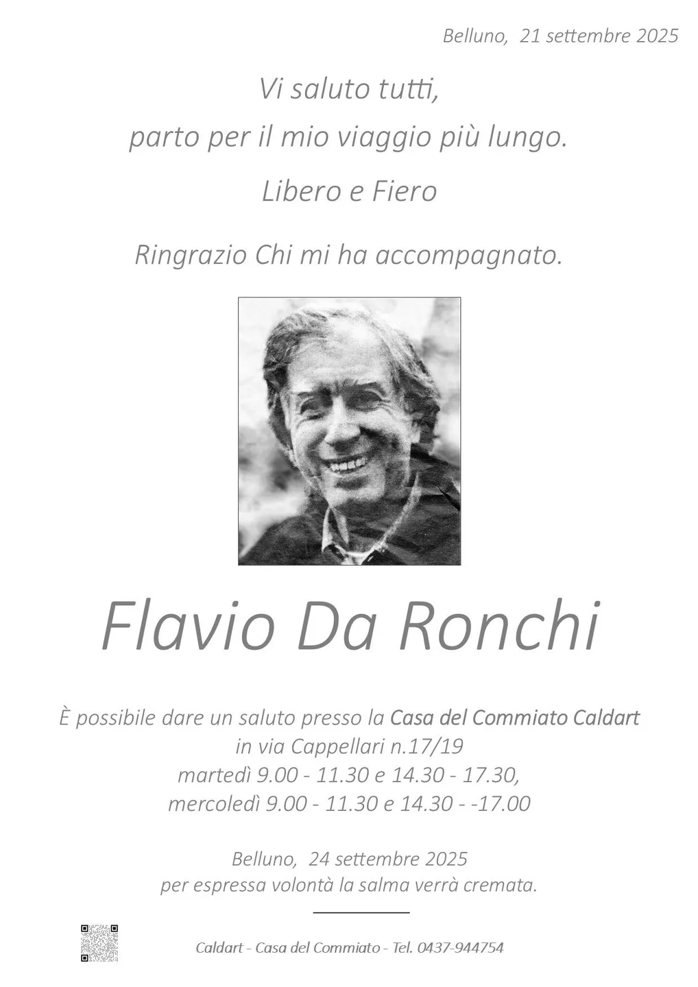 Epigrafe di Flavio Da Ronchi