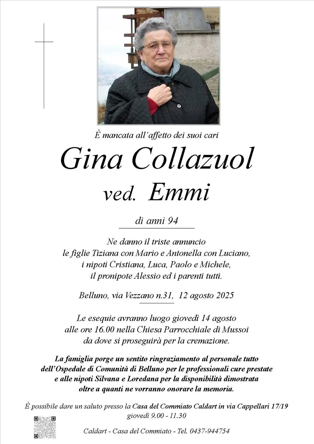 Epigrafe di Gina Collazuol Ved. Emmi