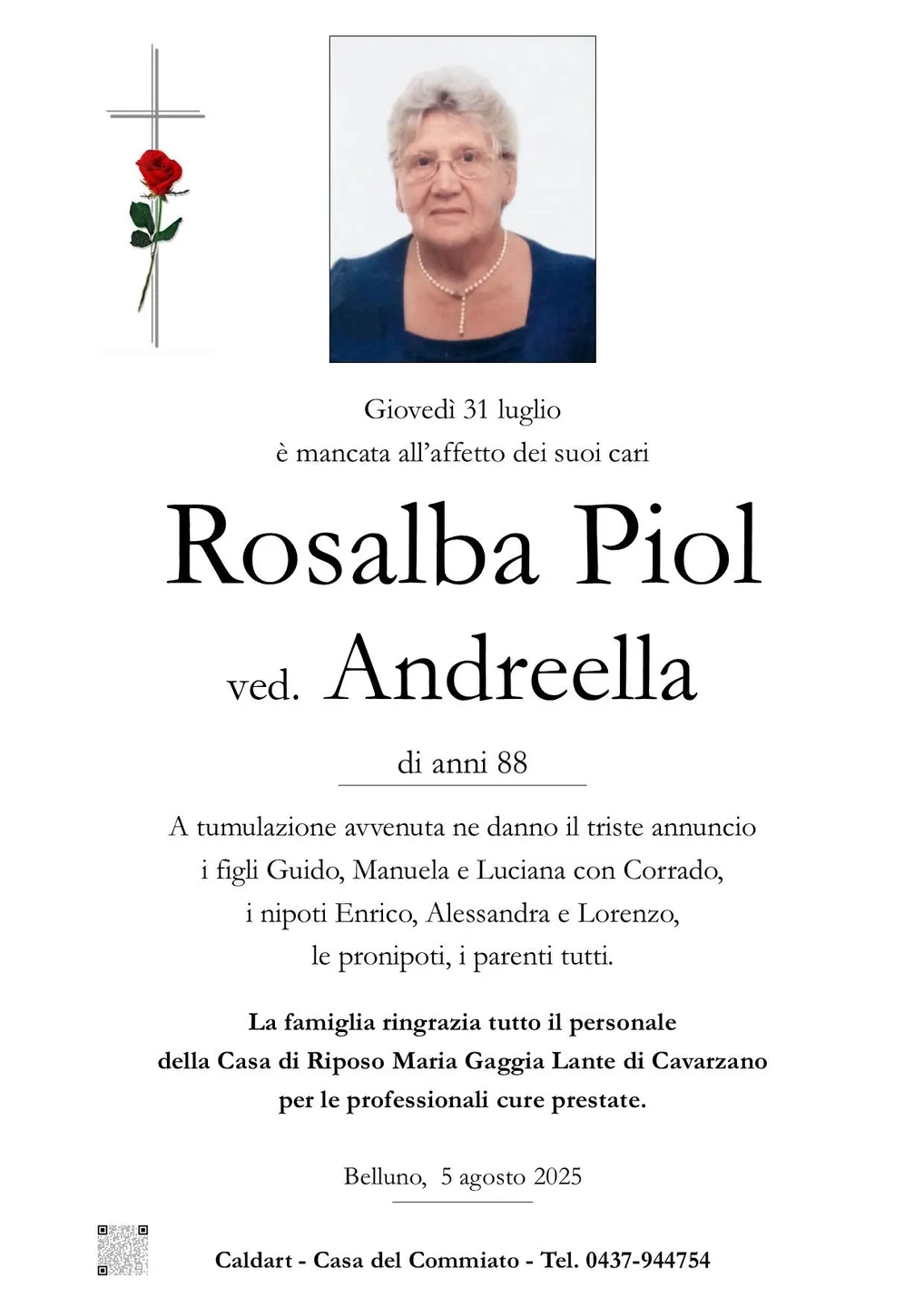 Epigrafe di Rosalba Piol Andreella