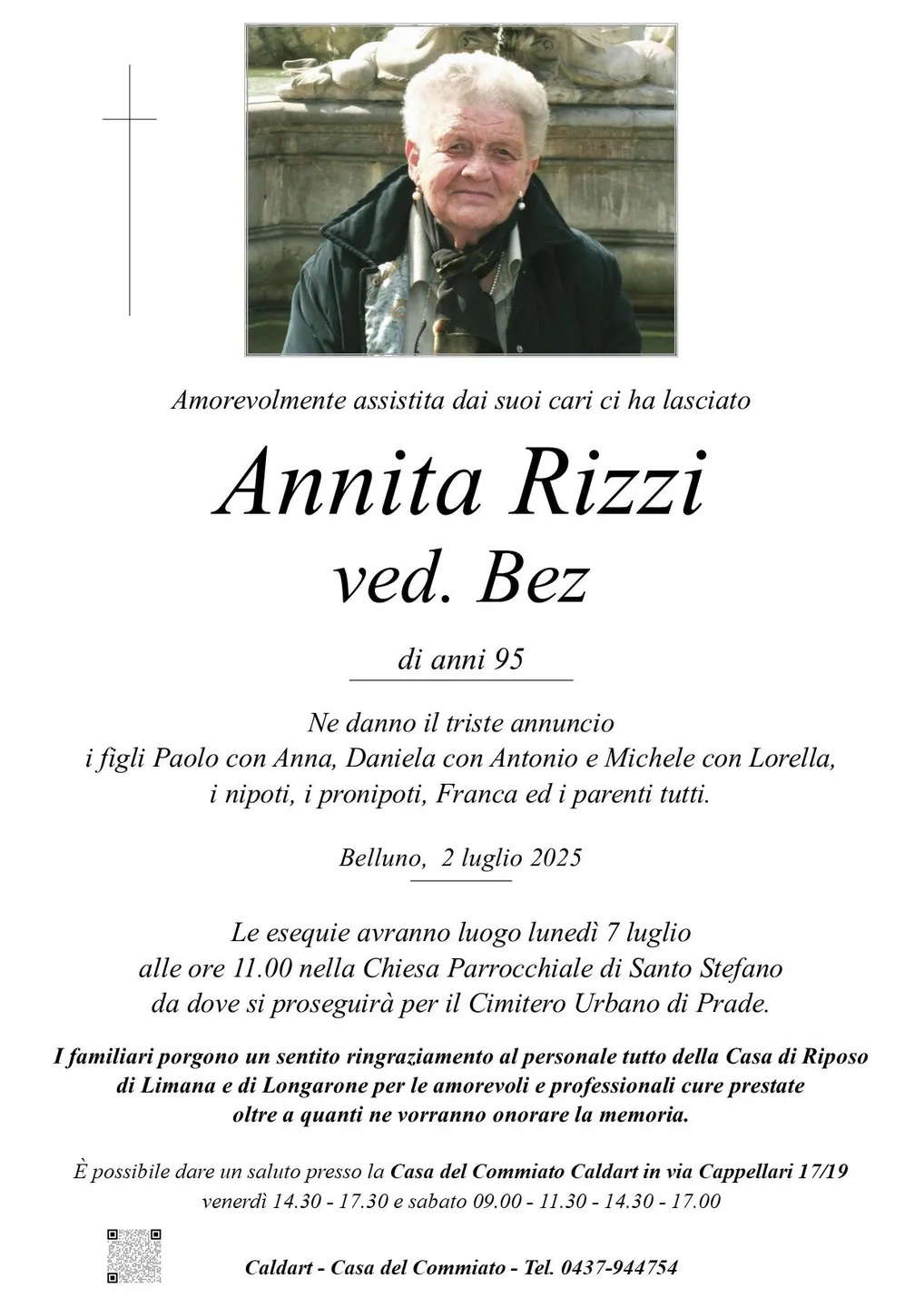 Epigrafe di Annita Rizzi Ved. Bez