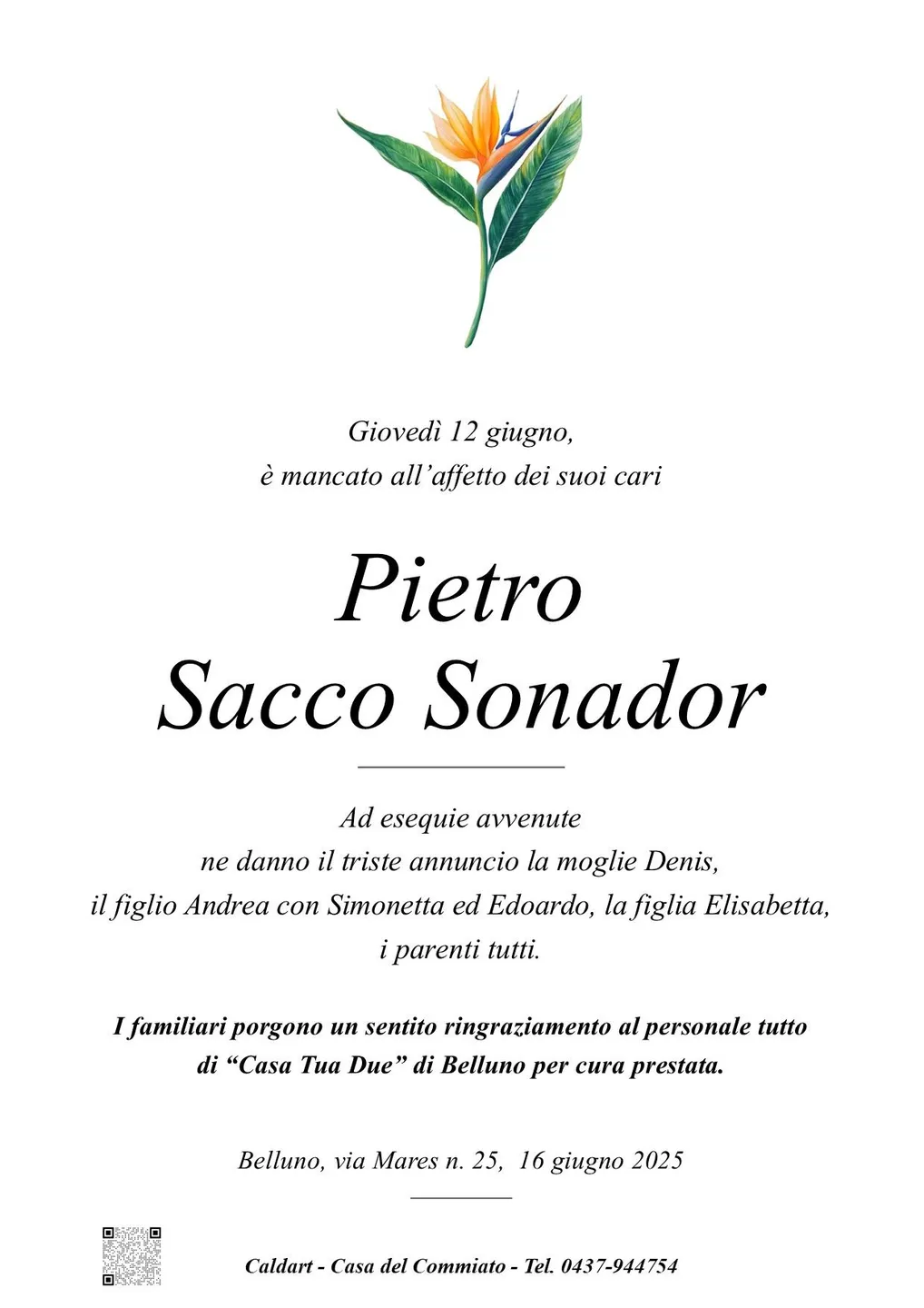 Epigrafe di Pietro Sacco Sonador