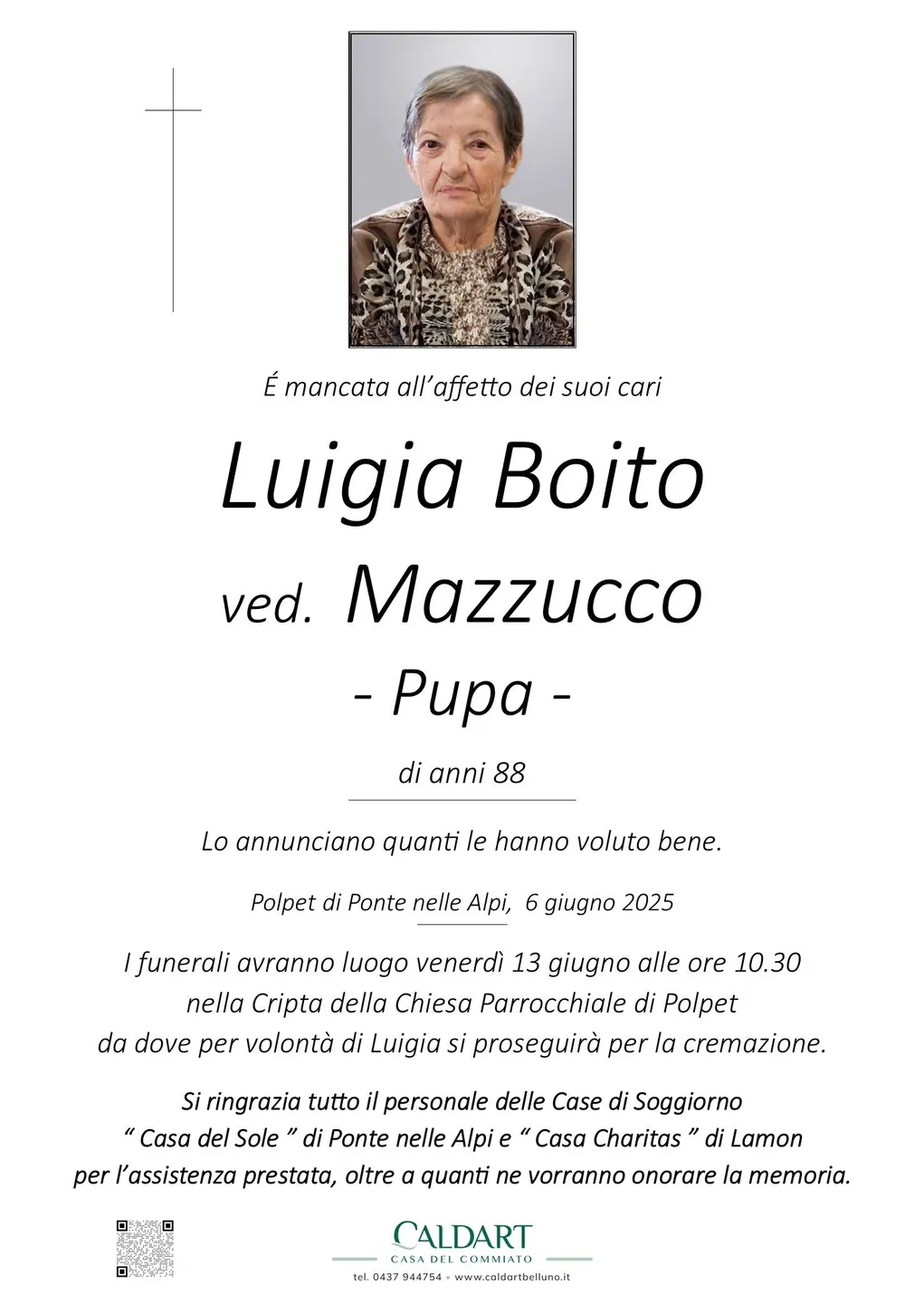 Epigrafe di Luigia Boito Mazzuccc