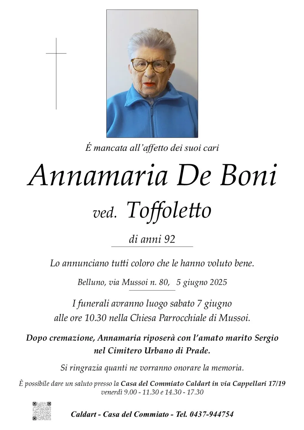 Epigrafe di Annamaria De Boni Toffoletto