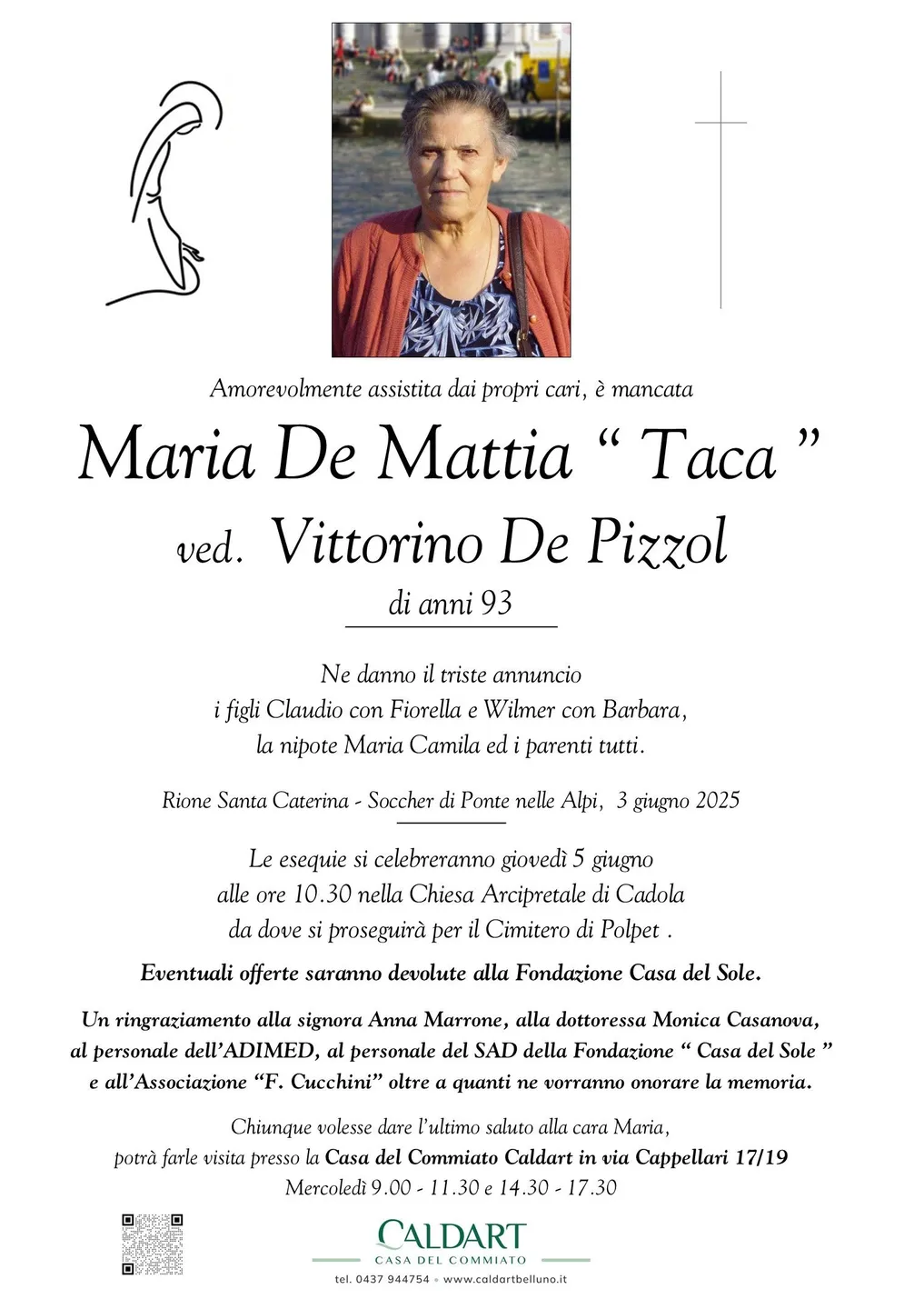 Epigrafe di Maria De Mattia