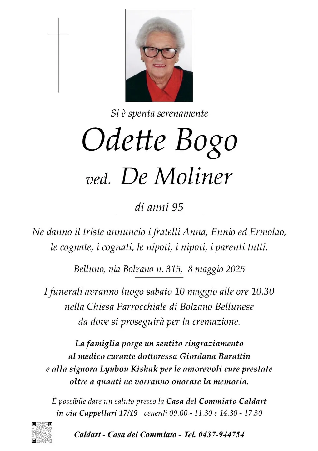 Epigrafe di Odette Bogo Ved. De Moliner