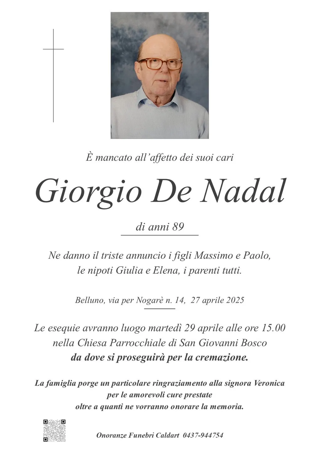 Epigrafe di Giorgio De Nadal