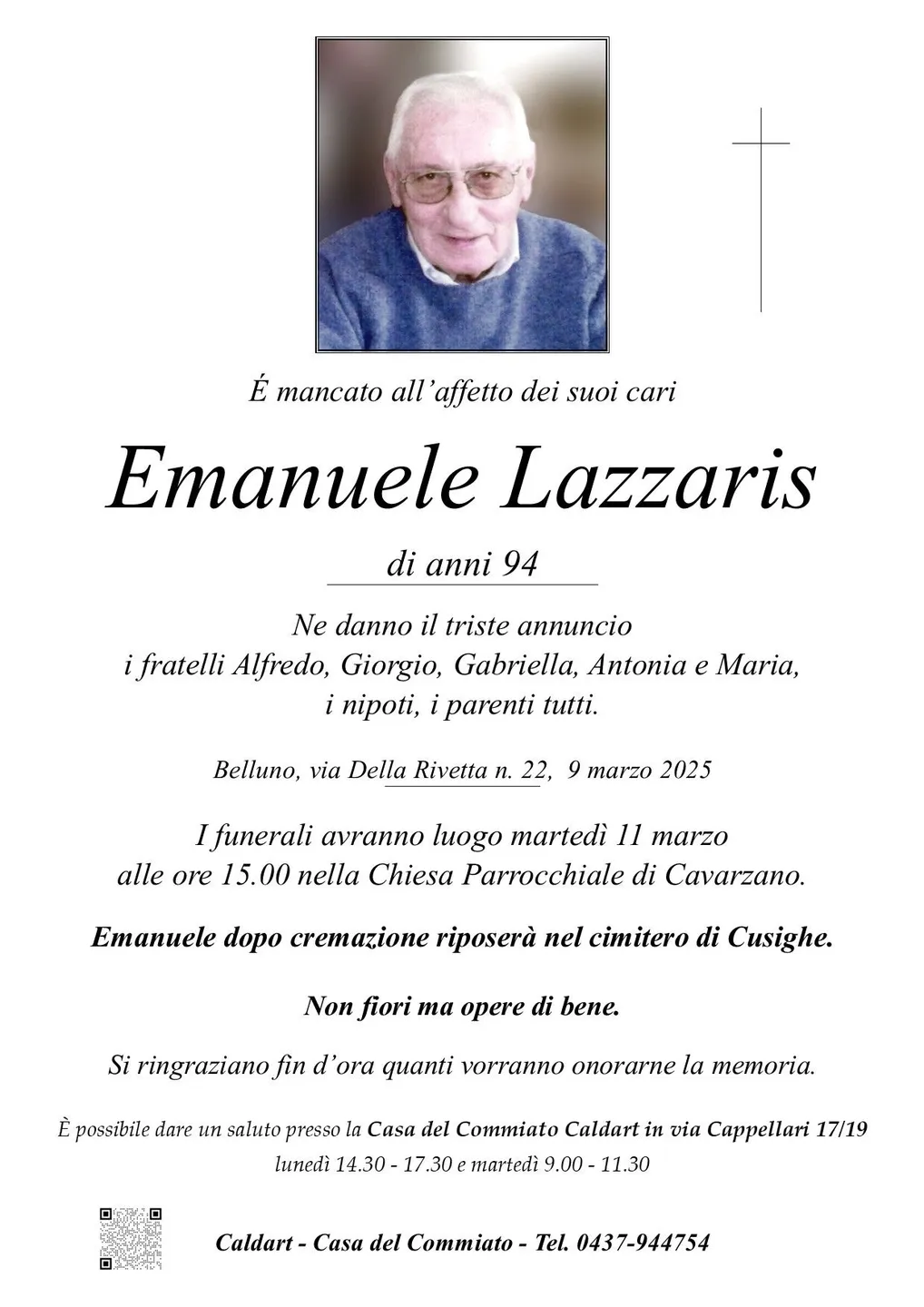 Epigrafe di Emanuele Lazzaris