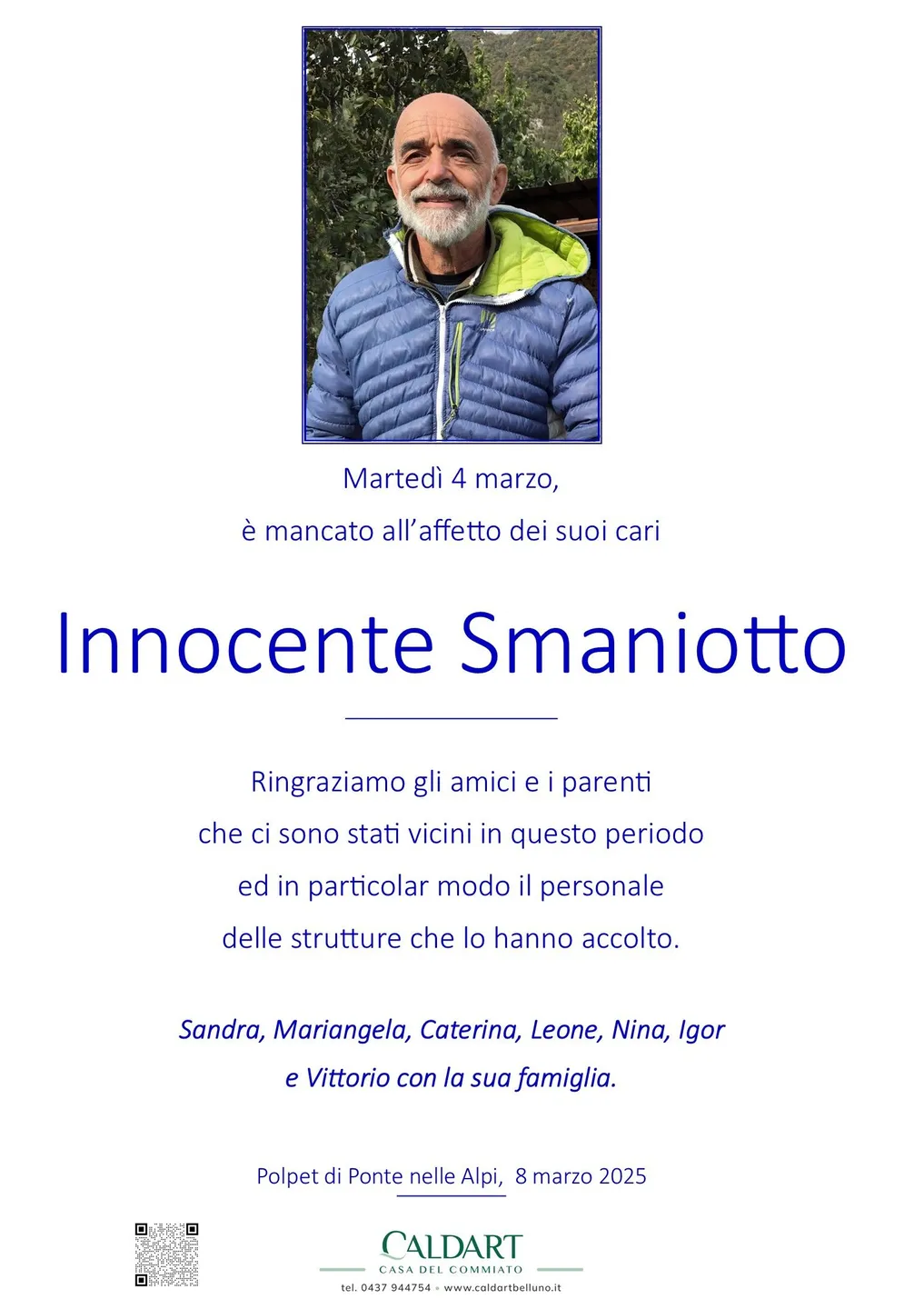 Epigrafe di Innocente Smaniotto