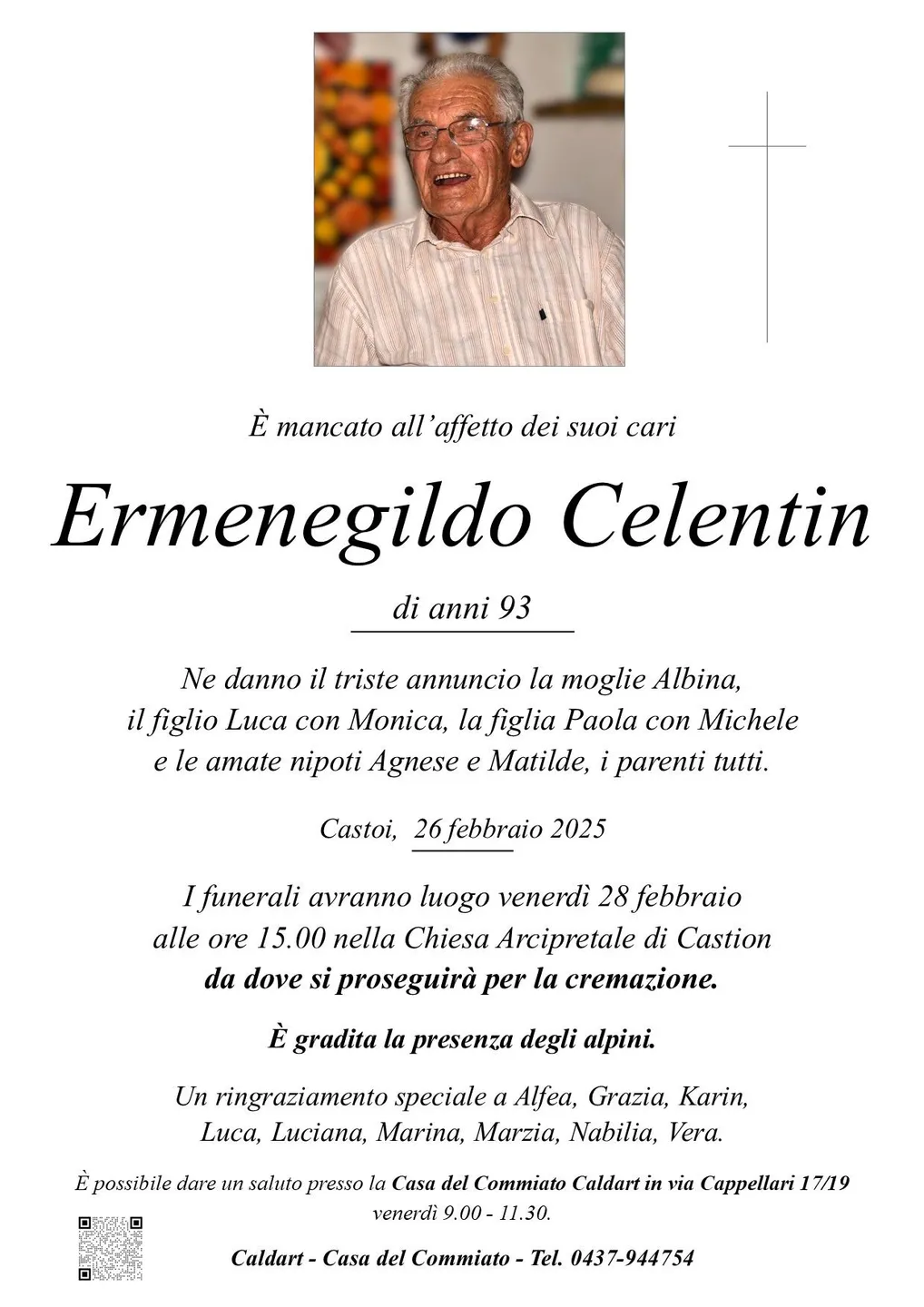 Epigrafe di Ermenegildo Celentin