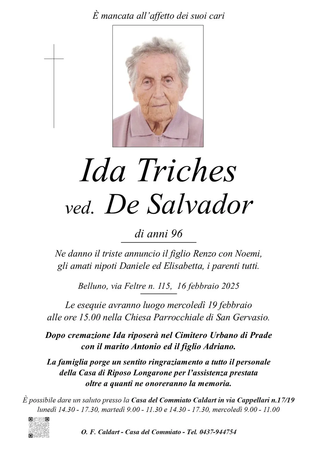 Epigrafe di Ida Triches Ved. De Salvador