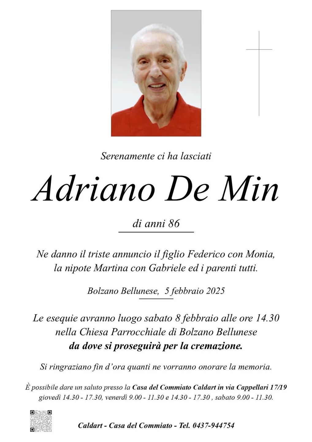 Epigrafe di Adriano De Min